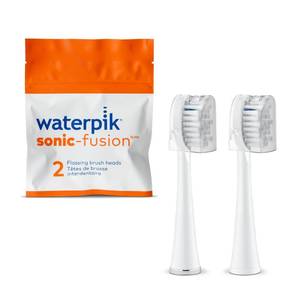lot 6253 image: Waterpik Genuine Full Size Replacement Brush Heads With Covers for Sonic-Fusion Flossing Toothbrush SFFB-2EW, 2 Count White