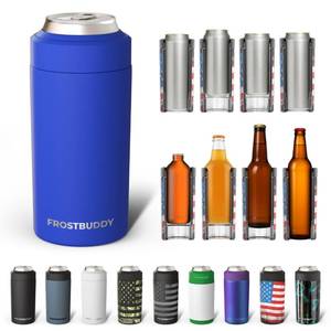 lot 6259 image: Frost Buddy Universal Can Cooler - Fits All - For Regular 12 and 16 oz or Slim-Size Bottles - Insulated Double-Walled Stainless Steel (Royal)