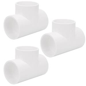 lot 6265 image: 3Pack 3 Way 2 PVC Tee Pipe Fittings Adapter (Socket x Socket x Socket) Furniture Grade SCH40 2 Inch PVC Elbow Pipe Connector for DIY PVC Shelf Garden Support Structure Storage Framein