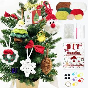 lot 6269 image: jejucy Crochet Kit for Beginners, Christmas Crochet Kit for Adults, 5 Pack Crochet Knitting Starter Kits Christmas Ornaments Crochet Kits with Step-by-Step Video Tutorials and Instruction