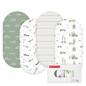 lot 6270 image: Gllquen Baby Bassinet Sheets 4 Pack, Breathable Cozy Fitted Mattress Sheet, Elastic Travel Crib Fashionable Pattern, Standard Cradle Safe Sheets for Baby Boys Girls 32x16in (Car)in