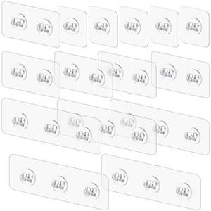lot 6277 image: vivinin 15 Pack Shower Caddy Adhesive Replacement, Shower Shelf Adhesive No Drilling, Adhesive Hooks for Showe Caddy, Soap Holder, and Kitchen Racks