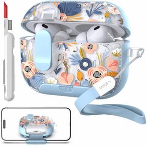 lot 6313 image: TATOFY for AirPod Pro 3 Case (2025) with Phone Stand Lanyard Lock Cleaning Kit, Compatible with Magsafe, Flowers Hard AirPods Pro 3rd Generation Cover for Women (Blue, AirPods Pro 3)