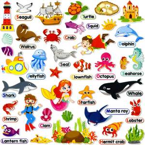 lot 6316 image: PENGFULL Felt Flannel Board Story Pieces for Toddlers Preschool,Kids Interactive Storytelling Teaching Play Kits for Felt Flannel Board,with Words Pieces(Marine Animals)
