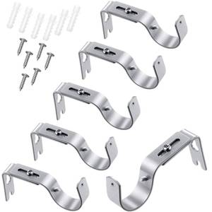 lot 6318 image: 6 Pieces Curtain Rod Brackets General Adjustable Curtain Rod Holder Wall Bracket Hooks Outside Mounted Blinds Curtain Rod Bracket with Screws for 1 Inch Diameter Curtain Rod (Matt Silver)