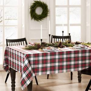 lot 6323 image: Elrene Home Fashions Christmas Classic Holiday Plaid Cotton Tablecloth, Holiday Table Decor, 52 X 70in, Oblong, Multiin