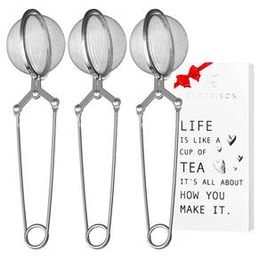 lot 6325 image: Snap Ball Tea Strainer 3 Pack Tea Infuser with Handle Tea Mesh Infuser Snap Ball Strainer Steep Loose Leaf Tea Infuser Fine Mesh Ball Tea Filter Strainer for Spices and Seasonings