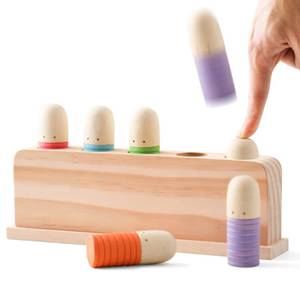 lot 6342 image: Pop Up Toy Multicolor Puppets  Wooden Color Sorting Toys  STEM Montessori Color Matching Toys  Preschool Learning Educational Toys Gifts for Kids Boys Girls Ages for 1 2 3 Years (Classic Colours)