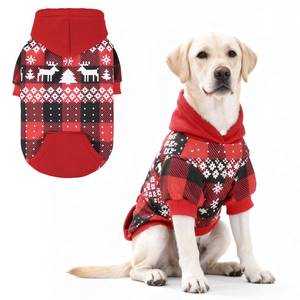 lot 6343 image: KOOLTAIL Christmas Dog Hoodie,Red Plaid Pet Clothes Sweater with Leash HoleandPocket for Small Medium Large Dogs, Soft Winter Warm Dog Cold Weather Coat, Fleece Puppy Hooded Sweatshirt for Boys Girls, L