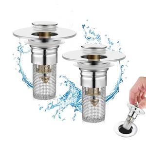 lot 6349 image: Nevellir 2 Pack Bathroom Sink Stopper for 1.06-1.50in, Universal Drain Filter with Hair Strainer, Universal Bathroom Sink Drain Pop Up Stopper for US Stainless Steel Floor Drain Filter