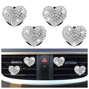lot 6353 image: 4PCS Heart-Shaped Car Vent Clips with Rhinestone,Bling Air Vent Clips Car Decorations,Premium Shiny Car Clips for Vents CCar Accessories Interior for Cars,Trucks,SUVs (White)