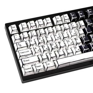 lot 6356 image: GEKUCAP Black and White Manga Theme Keycaps 136 Keys, Dye-Sublimation PBT Custom Keycap Set, Cherry Profile Keyboard Keycaps for 60percent 65percent 70percent 75percent 100percent Cherry Gateron MX Switches Mechanical Keyboard