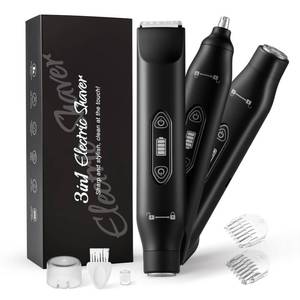 lot 6357 image: Body Hair Trimmer for Men3 in 1 Electric Razor with Ceramic Blades, IPX7 Waterproof, USB Rechargeable, Painless Hair Removal for FaceBodyNoseGroin, Travel Grooming Kit (Black)