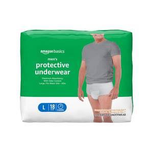 lot 7619 image: Amazon Basics Incontinence Underwear for Men, Maximum Absorbency, Large, 18 Count (1 Pack)