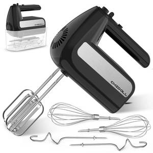 lot 7623 image: 5-Speed Electric Hand Mixer, 800W Handheld Mixer with Turbo for Baking and Cooking, Kitchen Food Mixer with Storage Case and 6 Stainless Steel Attachments (2 Beaters, 2 Dough Hooks, 2 Whisks)-Black