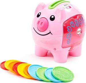 lot 7624 image: Fisher-Price Baby and Toddler Toy Laugh and Learn Smart Stages Piggy Bank with Educational Songs and Phrases for Infants Ages 6 Months (Amazon Exclusive)