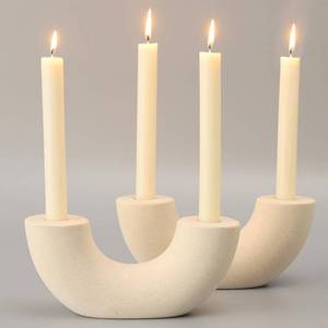 lot 7625 image: MARTAGE Taper Candle Holders, Ceramic Boho Candle Holders Set of 2, Farmhouse Candle Holder, White Candle Holder for Candlesticks for Table Centerpiece, Coffee Table Decor