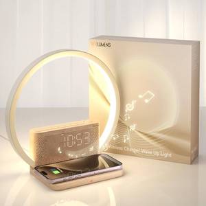 lot 7626 image: Vivilumens Sunrise Alarm Clock Wireless Charger, 10 White Noise Sound Machine Alarm Clock with 306090 Mins Timer, 3 Levels Touch Night Light Dual Clocks for Heavy Sleeper Bedroom Decor Gifts for Her