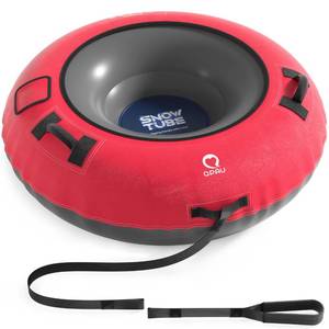 lot 7630 image: QPAU Snow Tube with Premium Canvas Cover for Kids and Adults, 48ftft Inflatable Heavy Duty Snow Tube Made by Thickened Bottom, Sled Winter Outdoor Fun Toys for Children Boys Girls (Red)