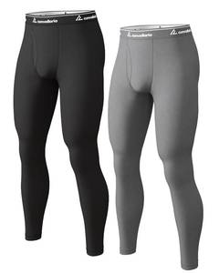 lot 8069 image: Menfts Thermal Pants Fleece Lined Long Johns Compression Bottom Athletic Base Layer Cold Weather Gear 1 2 4 Pcs, Small, Black Gray