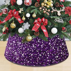 lot 8079 image: MODFUNS Christmas Tree Collars Purple Sequin Xmas Tree Ring 24 Inch Velvet Sparkling Christmas Tree Base Glitter Tree Skirts for Xmas Trees Shiny Tree Collar Cover for Party Home Decoration