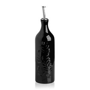 lot 8080 image: Sweejar Large Olive Oil Dispenser Bottle with Spout, 24 Oz Ceramic Oil Dispenser for Kitchen, Relief Opaque Oil Cruet, Oil Container for Cooking, EVOO, Avocado Oil, Vinegar, Pack of 1(Black)
