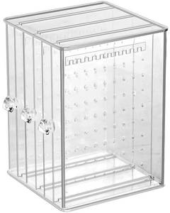 lot 9028 image: Sooyee Clear Acrylic Jewelry Storage Box,3 Vertical Drawer Earrings Display Stand Holder, Transparent 216 Holes 33 Grooves Screen Hanger Organizer for Stud Earring and Necklace,Dustproof