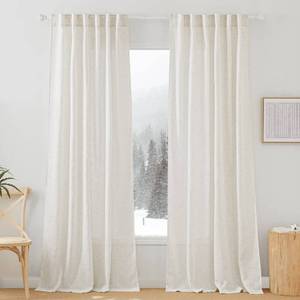 lot 9029 image: RYB HOME Linen Texture Sheer Curtains 84 inches, Rustic Style Solid Semi Sheer Half Privacy Drapes for Farmhouse Dorm Office Dining, Linen, W 70 x L 84 inches, Set of 2