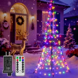 lot 9037 image: Christmas Tree Lights with 202 LEDs, 6 FT Remote Control Christmas Lights with 8 Lighting Modes, IP67 Waterproof Outdoor Decorations for Outside Indoor Yard Porch (Multicolor)