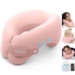 lot 9041 image: SPUER 2in1 Ergonomic Memory Foam Travel Neck Pillow � 2025 Upgrade Travel Pillow for All Sleep Positions on Flights, Road Trips, and Long Distance Travel with Drawstring Bag (Adjustable - Pink)