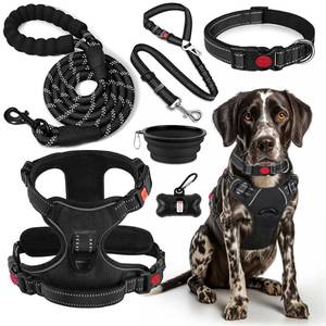 lot 9048 image: LOBEVE No Pull Dog Harness, Collar and Leash Set  Includes Dog Seat Belt, Collapsible Bowls and Poop Bag Dispenser. Ideal for Training, Walking, Hiking. Fits Small to Large Dogs(Black-XL)
