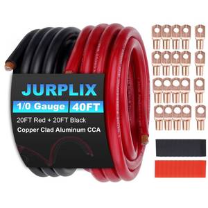 lot 9059 image: 10 Gauge Wire 10 AWG Battery Cable (20FT Red20FT Black), Copper Clad Aluminum CCA Amp Wiring Kit, Automotive Wire with Terminals Connectors, for Car Audio Speaker, Marine, RV Trailer