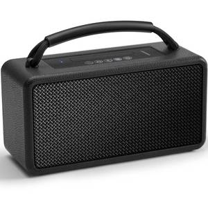 lot 9063 image: DINDIN Portable Bluetooth Speaker 80W (Peak), 20H Playtime, Loud Wireless Wood Speakers with Bass, AUX and USB Input, Subwoofer, TWS Pairing, Vintage Speaker for Outdoor, Home, Office (Black)