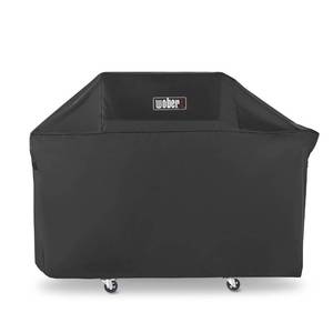 lot 9222 image: WOBER COVER 63-Inch Grill Cover for Weber Genesis 300, Heavy Duty BBQ Cover with Straps, Black, 63W x 25.6D x 43.4H inches