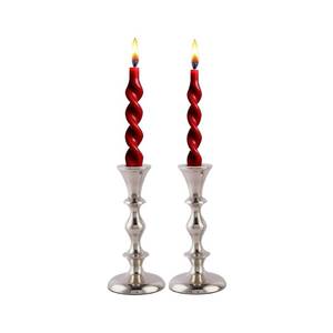 lot 9238 image: Rely Silver Candle Holders Set of 2 Decorative Centerpiece Table Candlesticks Holders for Taper Candles Home Decor Easter Candle Holders for Dinner Party Wedding Decorations