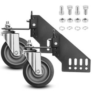 lot 9246 image: Threlaco Universal Lawn Mower Swivel Wheel Kit 1 Pair TPR Tires with Steel Brackets, Dual Bearings Bolts and Lock Nuts, Compatible with Most Lawn Mower Brands and Models