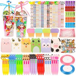 lot 9250 image: LiYiQ 247 Pcs Return Gifts for Birthday, Student Birthdays Gifts from Teacher, Stationery Set for Classroom Gifts, Pencil Erasers Notesbook Stickers for Classroom Birthday Goodie Bags Rewards Prizes