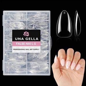 lot 10042 image: UNA GELLA Short Almond Gel Nail Tips, 504pcs Pre-shape Short Almond Nail Tips 12 Sizes Press on Nails Soft Gel Acrylic Clear Fake Full Cover for Nails Extension Home DIY Salon