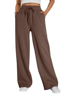 lot 10049 image: Trendy Queen Womens Wide Leg Sweatpants High Waisted Baggy Lounge Pants Drawstring Fall Fashion Outfits 2025 Joggers with Pockets Chocolate L
