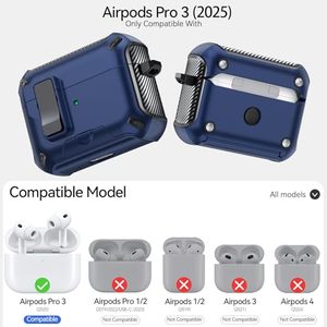 lot 10050 image: for AirPods Pro 2 Case (202320222019) with Phone Stand,with Automatic Snap Switch Carbon Fiber Design Protection Cover for Airpods Pro 2nd1st Gen with Cleaning Pen,Dark Blue
