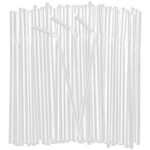 lot 10058 image: 150PCS Disposable Plastic Drinking Straws - Flexible Straws Disposable Long Colorful PP Plastic Striped Assorted Colors for Home Use Milk Juice Drinks(CLEAR)