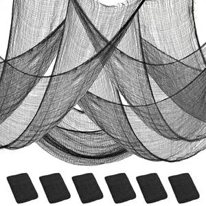 lot 10059 image: Legigo 6 Pack Balck Halloween Creepy Cloths Cheesecloths, Spooky Black Mesh Fabric Cheese Cloths for Crafts, Scary Gauze Fabric for Party Supplies Home Wall Doorway Outdoor Yard Decor