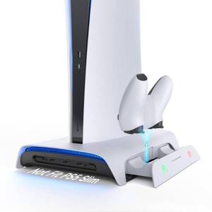 lot 10062 image: KIWIHOME Cooling Station for PS5 Accessories, Upgraded Controller Charging Station with Magnetic Dongles, Vertical Stand with RGB for Old PS5 Version Only, Not for PS5 Slim and New PS5 Pro