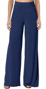 lot 10082 image: JZC Womenfts Casual Palazzo Pants Print Wide Leg Palazzo Lounge Trousers High Waist Flowy Pants Pure Blue XLarge