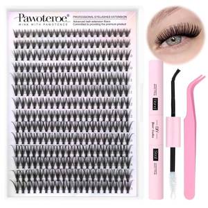 lot 10083 image: Pawotence Lash Extension Kit DIY 280pcs Individual Lash Clusters Kit 30D Natural 8-15mm Cluster Eyelash Extensions Kit with Lash Bond and Seal, Lash Tweezers for Self Use (30D, 0.07D, 8-15mm, Kit)