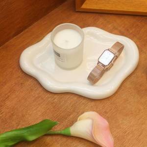 lot 10095 image: CCINPPY Ceramic Jewelry Tray Trinket Dish, Decorative Cloud Vanity Key Tray for Women, Ring Holder Dish, Cute Jewelry Plate Bowl Room Decor Aesthetic, White, Medium