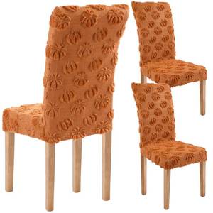 lot 10096 image: VitalCozy Fall Pumpkin Dining Chair Covers Set of 2 Burnt Orange Pumpkin Chair Back Covers Fluffy Plush Seat Slipcovers for Farmhouse Autumn Harvest Couch Kitchen Wedding Party Decor