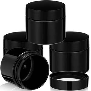 lot 10113 image: Patelai 4 Pieces Round Wide-mouth Leak Proof Plastic Container Jars with Lids for Travel Storage Makeup Beauty Products Face Creams Oils Salves Ointments DIY Making(2 Ounce,Pure Black)