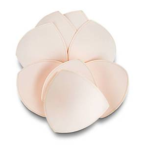 lot 10205 image: SERMICLE Bra Inserts 4 Pairs, Bra Pads Sewed Stitched Removable for Sports Bra BC,CD and DE Cup Optional (Beige Triangle, CD Cup)