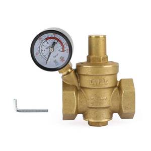 lot 10211 image: Topteng DN25 1 Brass Adjustable Water Pressure Reducing Regulator Valves With Gaugein